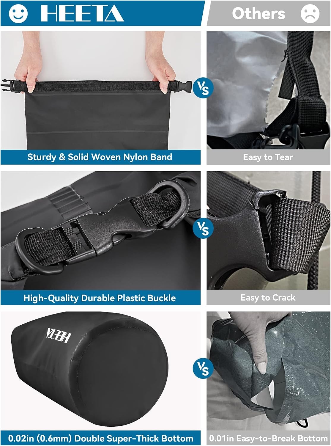 image:imageHEETA Waterproof Dry Bag Backpack with Emergency Whistle 5L10L20L30L40LBlack